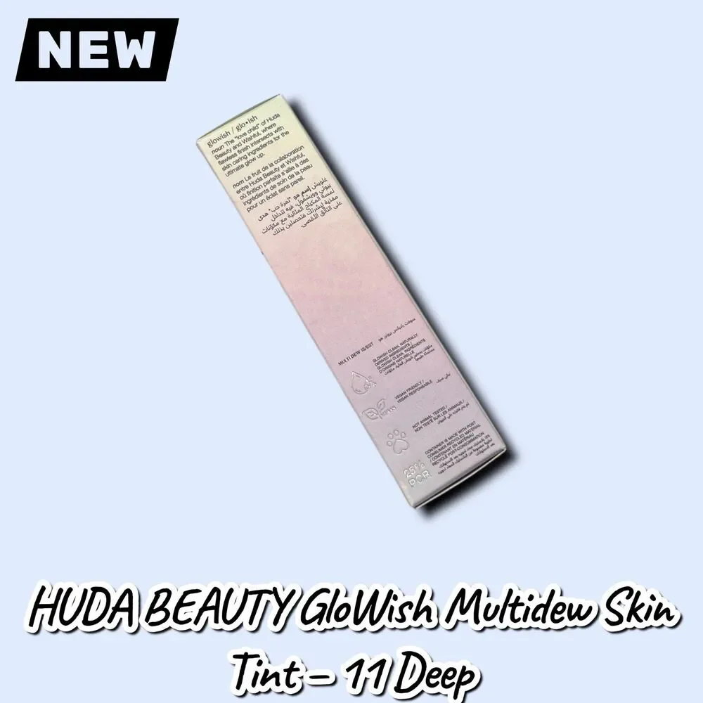 New NIB HUDA BEAUTY GloWish Multidew Skin Tint – Shade 11 Deep – 40ml